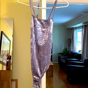 Grey suede bodysuit